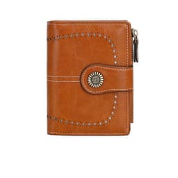 PU Retro Tri-Fold kort RFID-blokkeringskortholder lommebok Brun