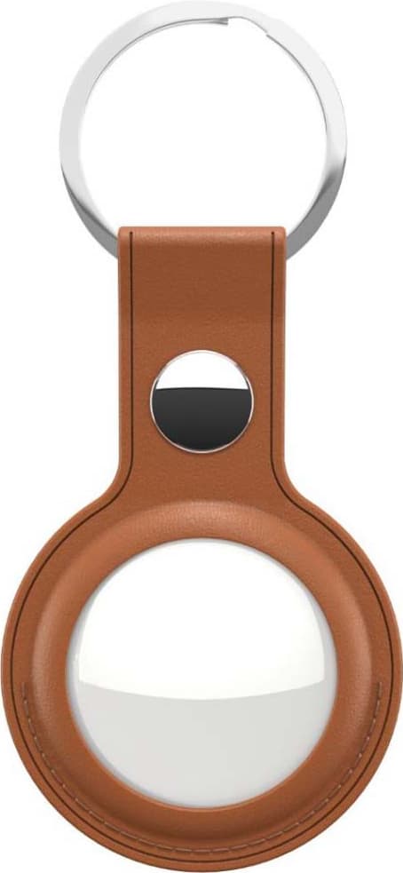 Keybudz nyckelring av läder för spårningsbricka (brun)