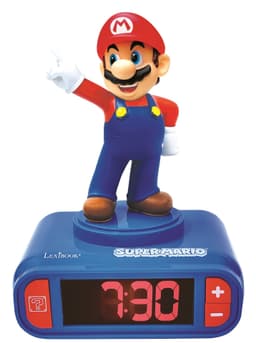 Super Mario-vækkeur med Mario 3D-figur og lyde fra videospillet