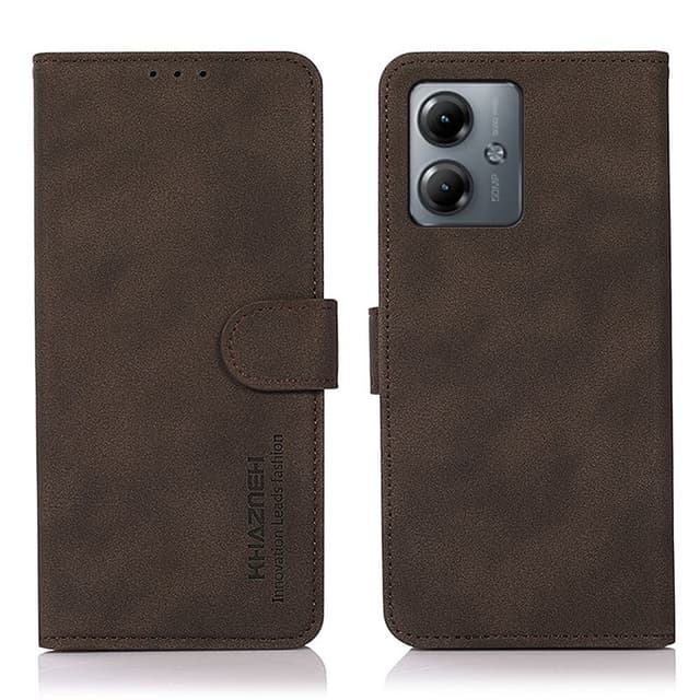 SKALO Motorola Moto G14 KHAZNEH Plånboksfodral i PU-Läder - Brun