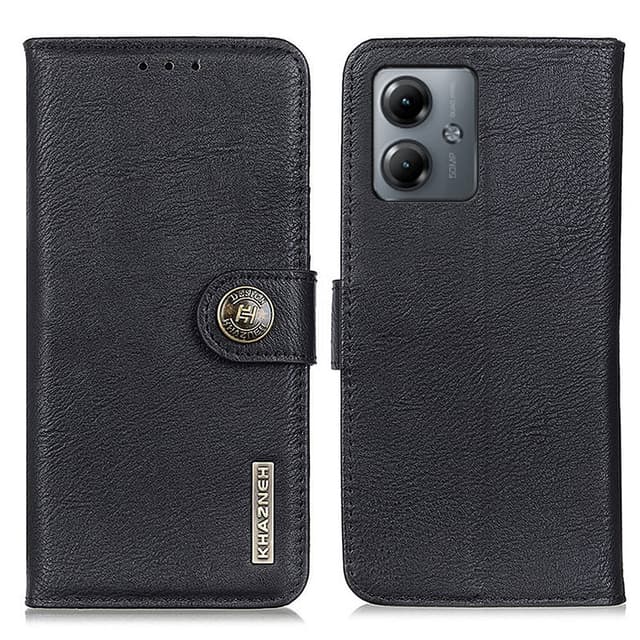 SKALO Motorola Moto G14 KHAZNEH Premium Plånboksfodral i PU-Läder - Svart