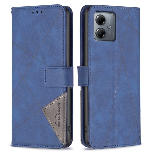 Motorola Moto G14 BINFEN COLOR Kohokuvioitu Lompakkokotelo - Sininen