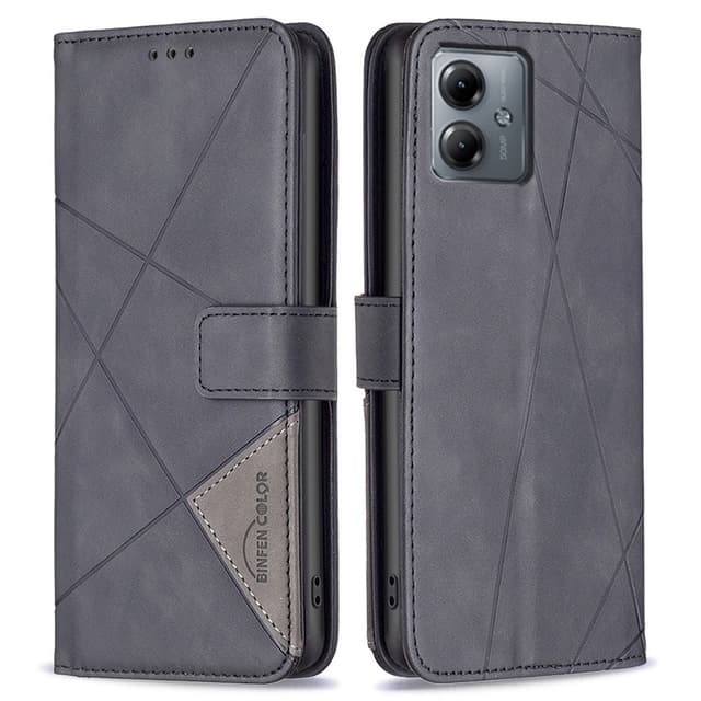 Motorola Moto G14 BINFEN COLOR Præget Flip Cover - Sort