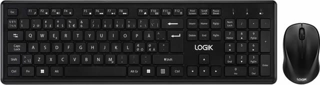 Logik sett med trådløs mus og tastatur Pan Nordic versjon