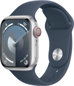 Apple Watch S9 41mm GPS+CEL (hopea alu./ myrskynsin. Sport Band) M/L