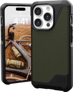 UAG Metropolis Lite MagSafe iPhone 15 Pro suojakuori (kevlar/vihreä)