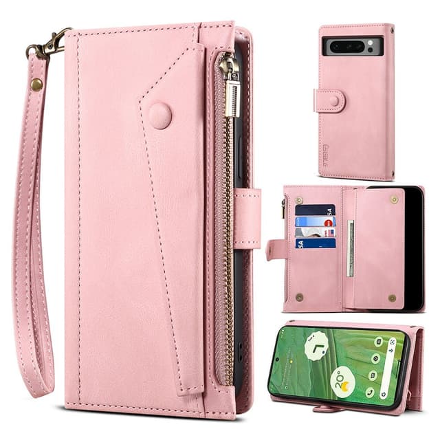 SKALO Google Pixel 8 Pro ESEBLE Big Wallet Plånboksfodral - Roséguld