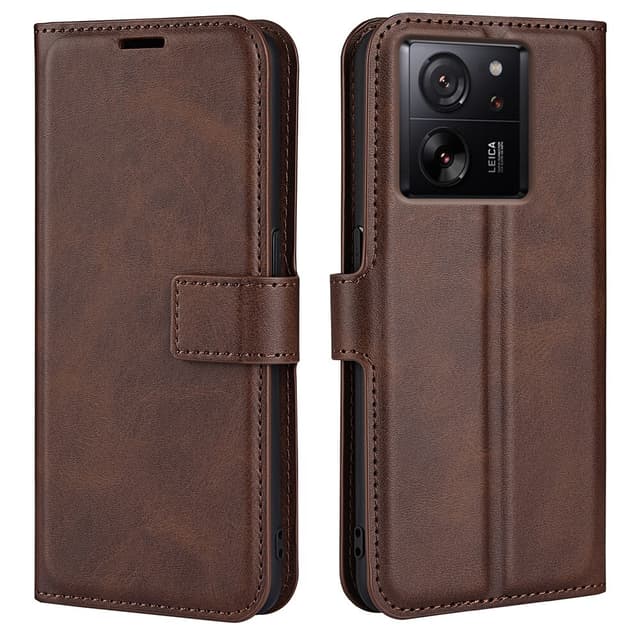 SKALO Xiaomi 13T/13T Pro Premium Wallet Flip Cover - Brun