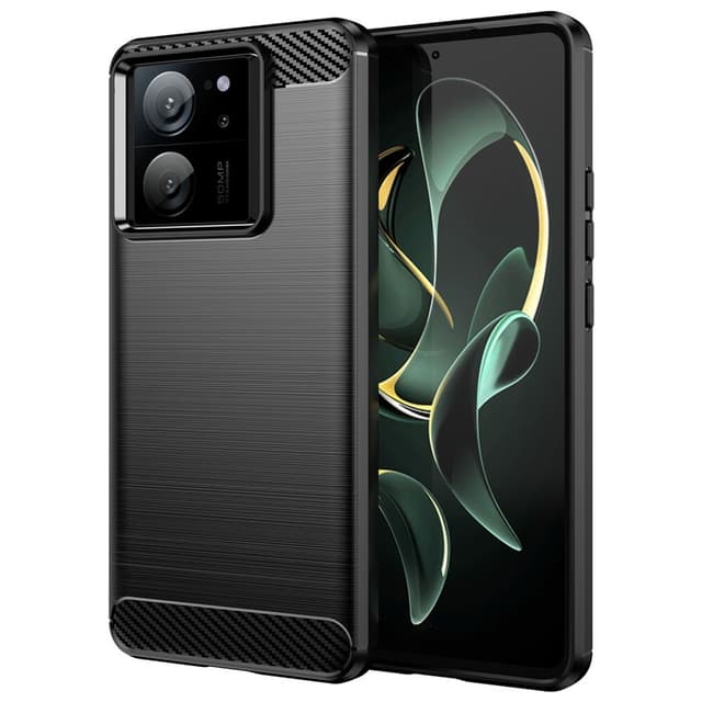 SKALO Xiaomi 13T/13T Pro Armor Carbon Stødsikker TPU-cover - Sort