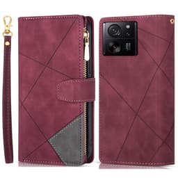 Xiaomi 13T/13T Pro BINFEN COLOR Præget Flip Cover - Rød