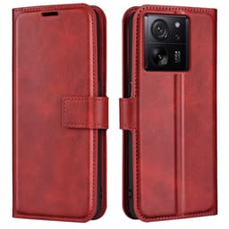 SKALO Xiaomi 13T/13T Pro Premium Wallet Flip Cover - Rød
