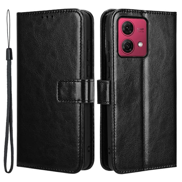 SKALO Motorola Moto G84 5G Flip Cover m. pung i PU-læder - Sort