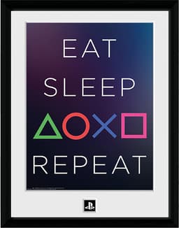 GB eye PlayStation innrammet plakat (Eat Sleep Repeat)