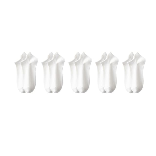 5 Pack Invisible No Show Socks Hälskydd Båtstrumpor för män Vit