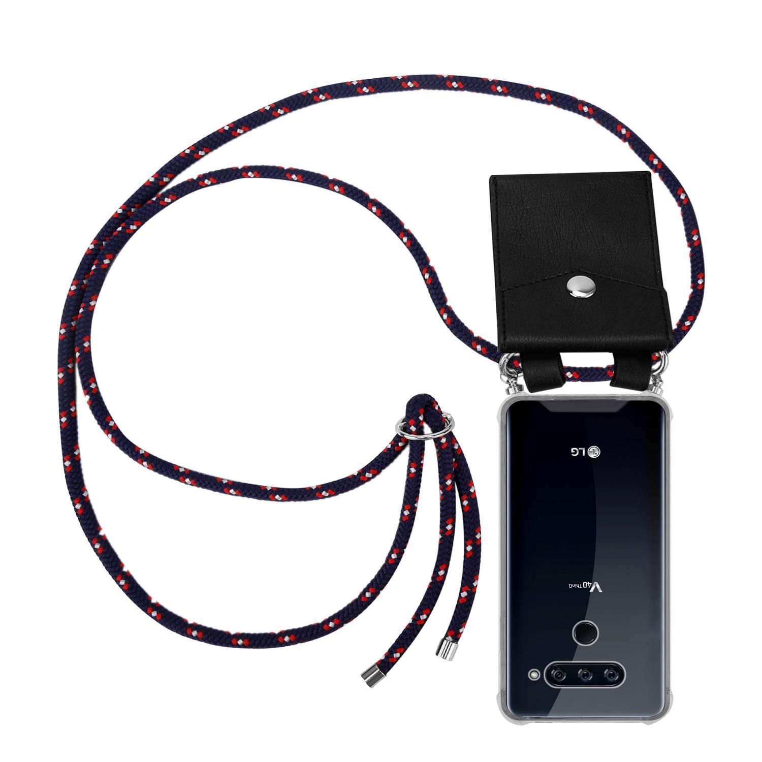 LG V40 Deksel med Halskjede (blå)