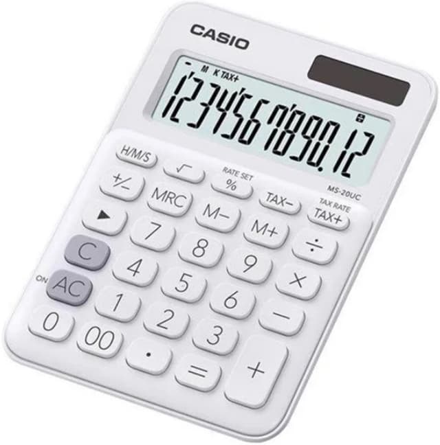 Casio MS-20UC Bordsräknare Vit Display (ställen): 12 solcell, batteri (B x H x D) 105 x 23 x 149.5 mm