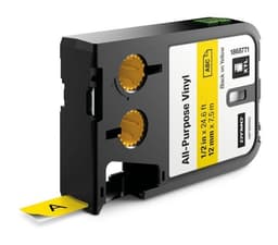DYMO XTL All-Purpose Vinyl Labels, 12mm, black on yellow