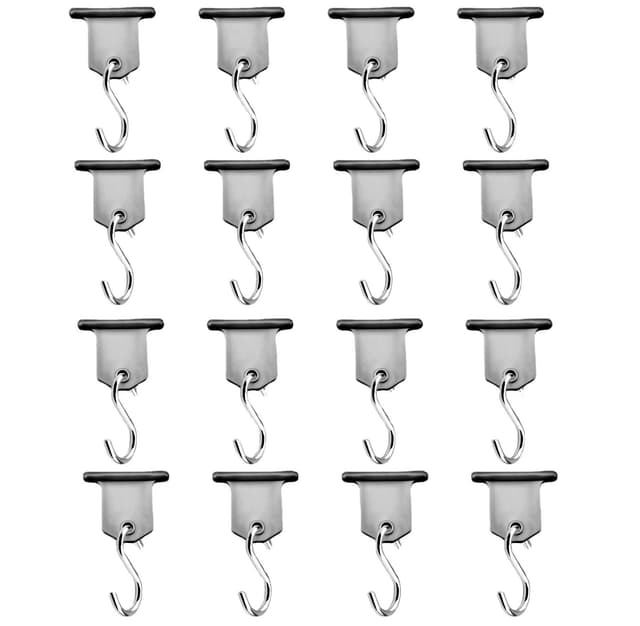 16 Pack RV Markise kroge til let camping, Fest Light Clip Hanger Sølv