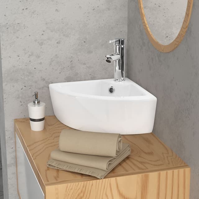 Tvättställ med bräddavlopp 46x33x13 cm vit keramik ML-design
