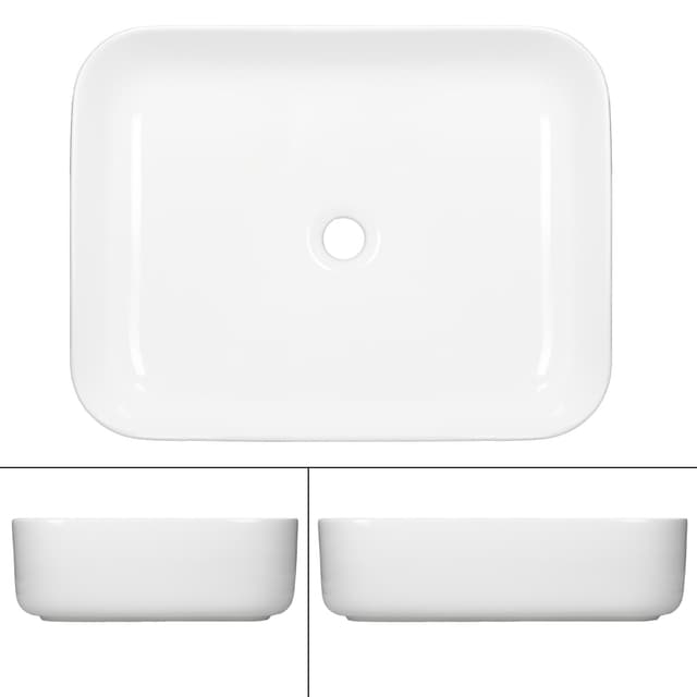 Bänkskiva med keramiskt handfat 505 x 395 mm