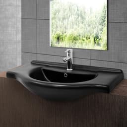 ML-Design Pesuallas keraaminen musta matta 87x50,5x22,5 cm soikea Ovaalinen