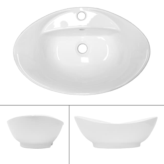 Diskho med bräddavlopp 59x39,5x20,5 cm vit keramik