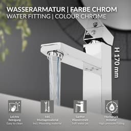LuxeBath badrumsblandare, tvättställsblandare för badrum, krom