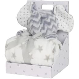 Carlobaby Fleeceteppe og kosete lekeelefant