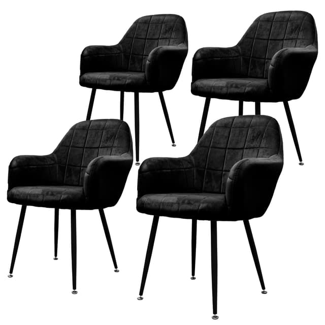Set om 2 matstolar, svart, ryggstöd och armstöd
