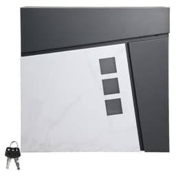 Brevlåda 37x36,5x11 cm antracit/vit marmor stål ML-Design
