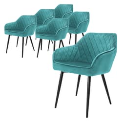 ML-Design 6x Petroleum ruokailutuolisarja - mustat metallijalat