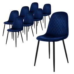 ML-Design Spisestolssæt med 8 stole, mørkeblå med metalben