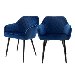 ML-Design 2 matstolar med armstöd och ryggstöd, mörkblå