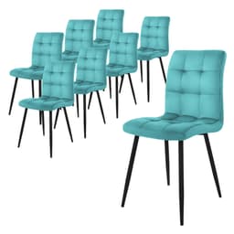 ML-Design Matstolar, 8 st, petrol med metallben
