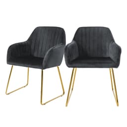 2x Matstolar grå sammetsklädsel med metallben ML-Design