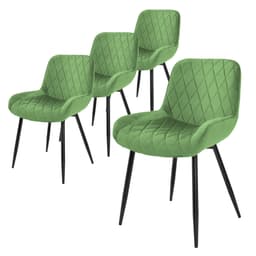 ML-Design 4 matstolar, med rygg och armstöd, grön sammet