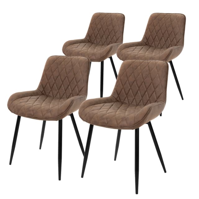 ML-Design 4 stk. spisebordsstole med ryg og armlæn, brun
