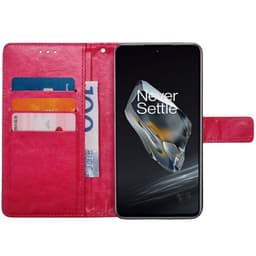 Wallet cover 3-kort OnePlus 12 - Lyserød