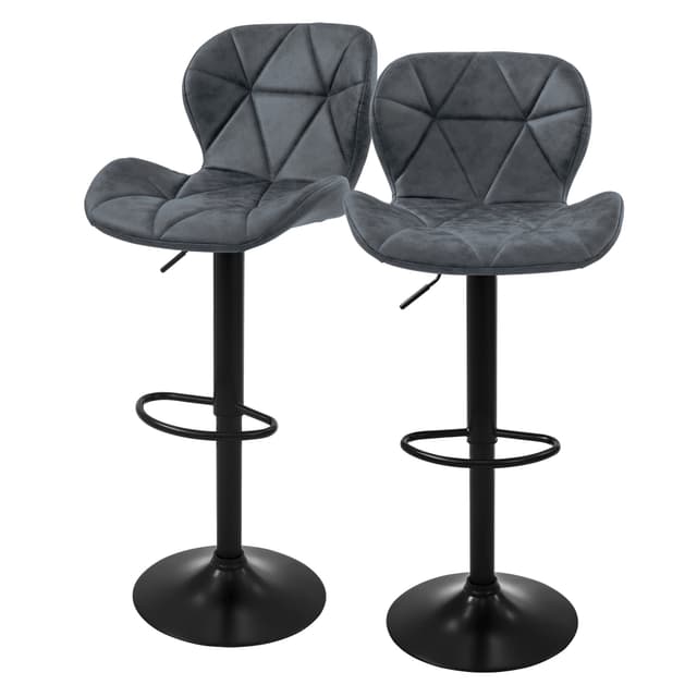 Barstol 2 stk. antracit kunstlæder, 59-79cm ML-Design