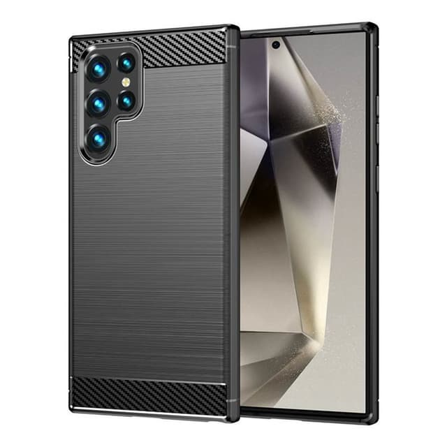 Børstet silikone cover Samsung Galaxy S24 Ultra - Sort