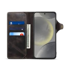 Lompakkokotelo 3-kortti aitoa nahkaa Samsung Galaxy S24 Plus - Musta