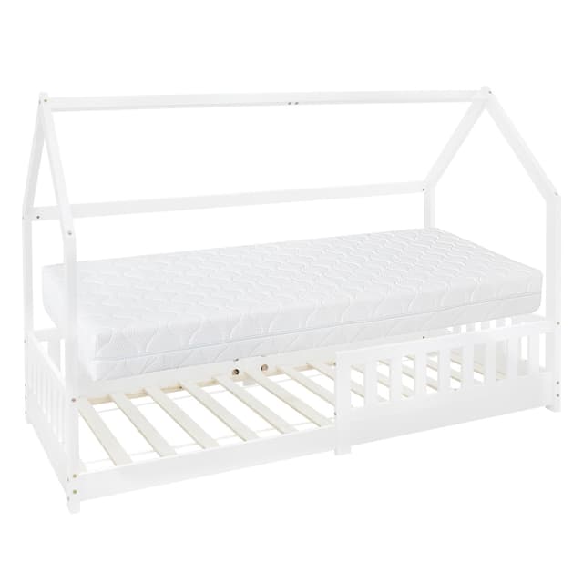 Børneseng Fall-Out Protection 200x90cm hvid Fyrretræ