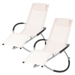 Gyngestol med nakkestøtte 155x45x125 cm Creme Aluminium polyesterbelagt