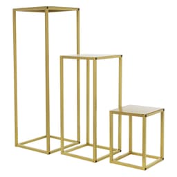 ML-Design Kukkateline 3 kpl metallia, kultainen, 22x22x30/26x26x60/30x30x90 cm