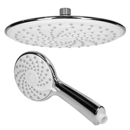 Badkarsduschset runt vitt/silver rostfritt stål med anti-calc strålar