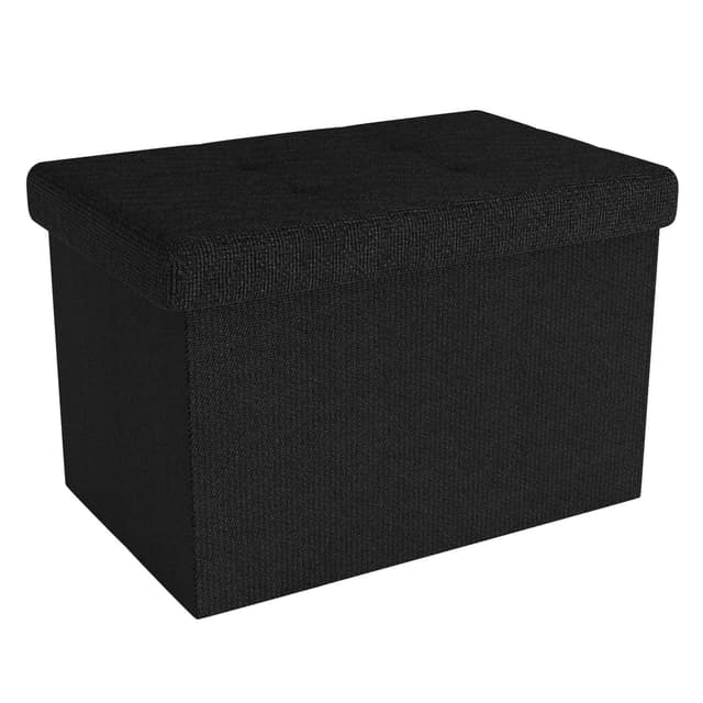 Hopfällbar Sittpall 49x30x30 cm Fotstöd (svart)