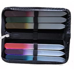 6 Pack bærbart neglepoleringsværktøj glas neglefil med læder opbevaringstaske MultiColor