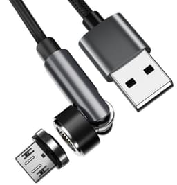 Android Micro USB Magnetisk Laddningskabel 3A Snabbladdning 2 m Sort
