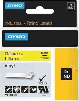 DYMO Rhino Professional, mærkbar permanent vinyltape, 24 mm, sort tek