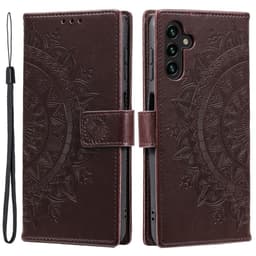 SKALO Samsung S24 Mandala lompakkokotelo - Ruskea